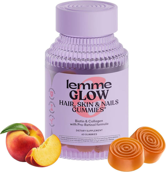 Lemme Glow Collagen Gummies with Biotin & Multi-Collagen Peptides – Hair, Skin & Nails Support