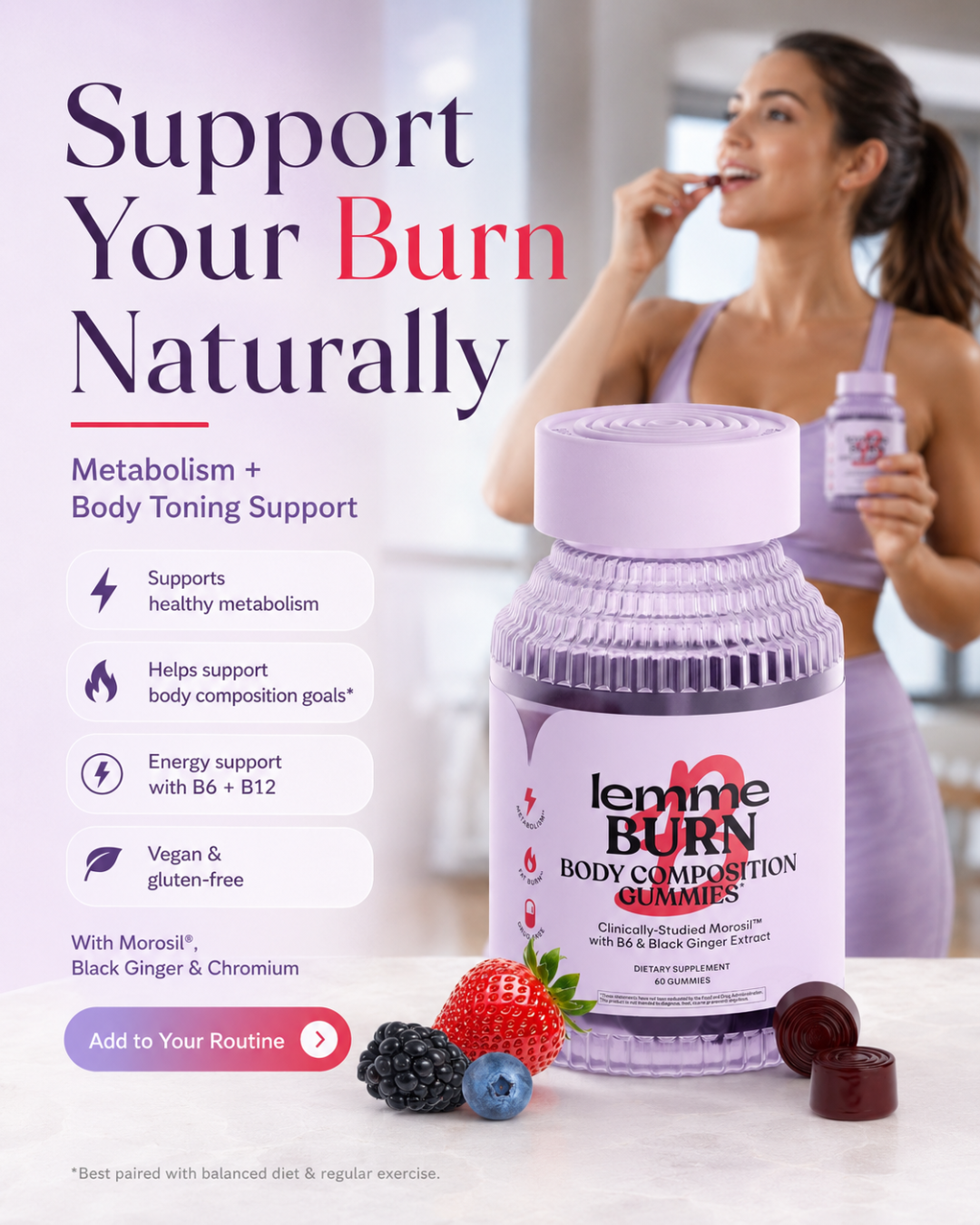 Lemme Burn Belly Fat Gummies with Morosil, Black Ginger & Chromium – Metabolism Support
