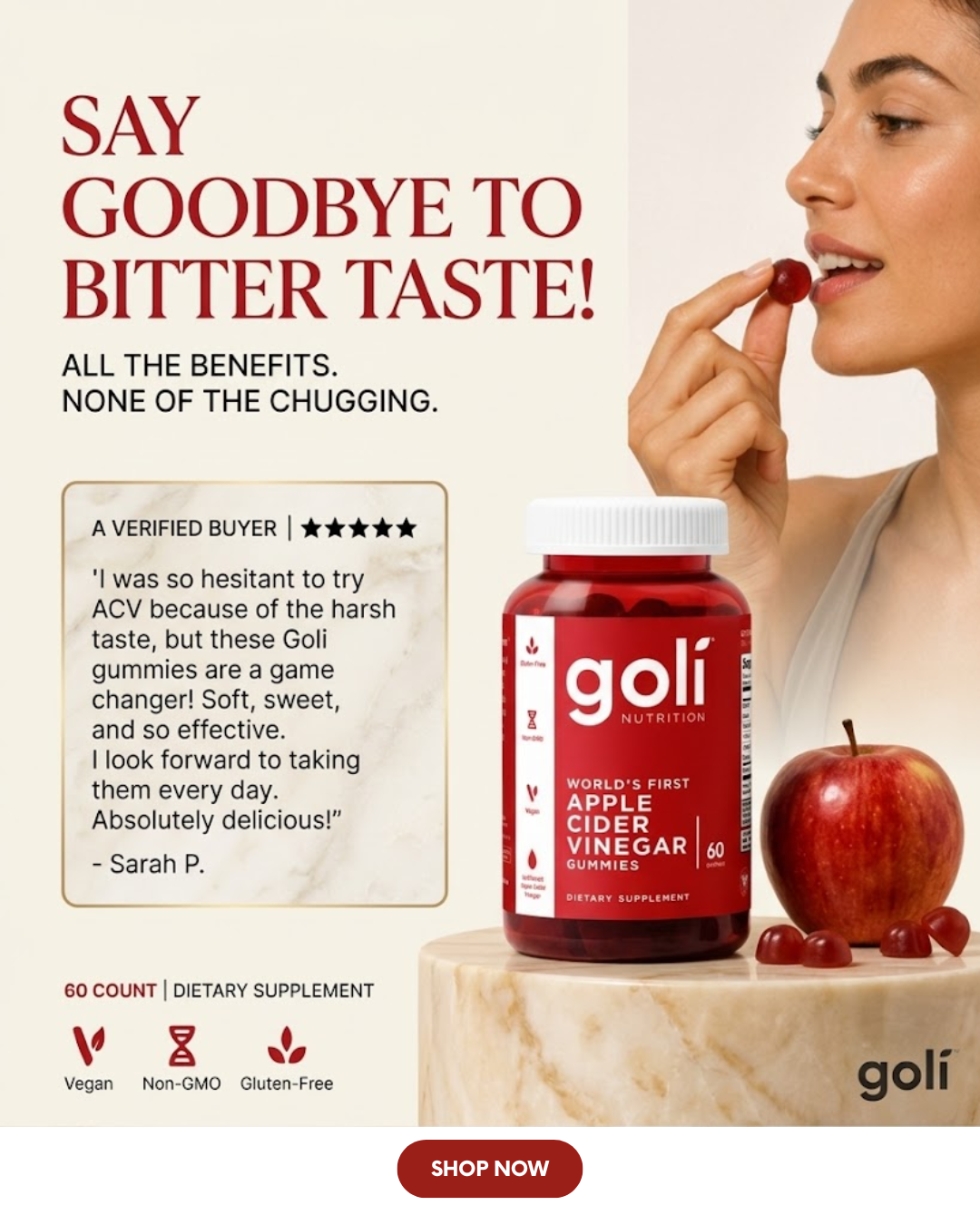 Goli Apple Cider Vinegar Gummies with Vitamin B12, Beetroot & Pomegranate – ACV Support