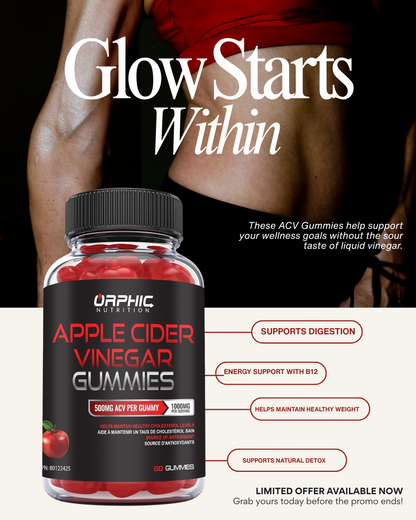 ORPHIC NUTRITION Apple Cider Vinegar Gummies 1000mg – ACV Metabolism & Digestive Support