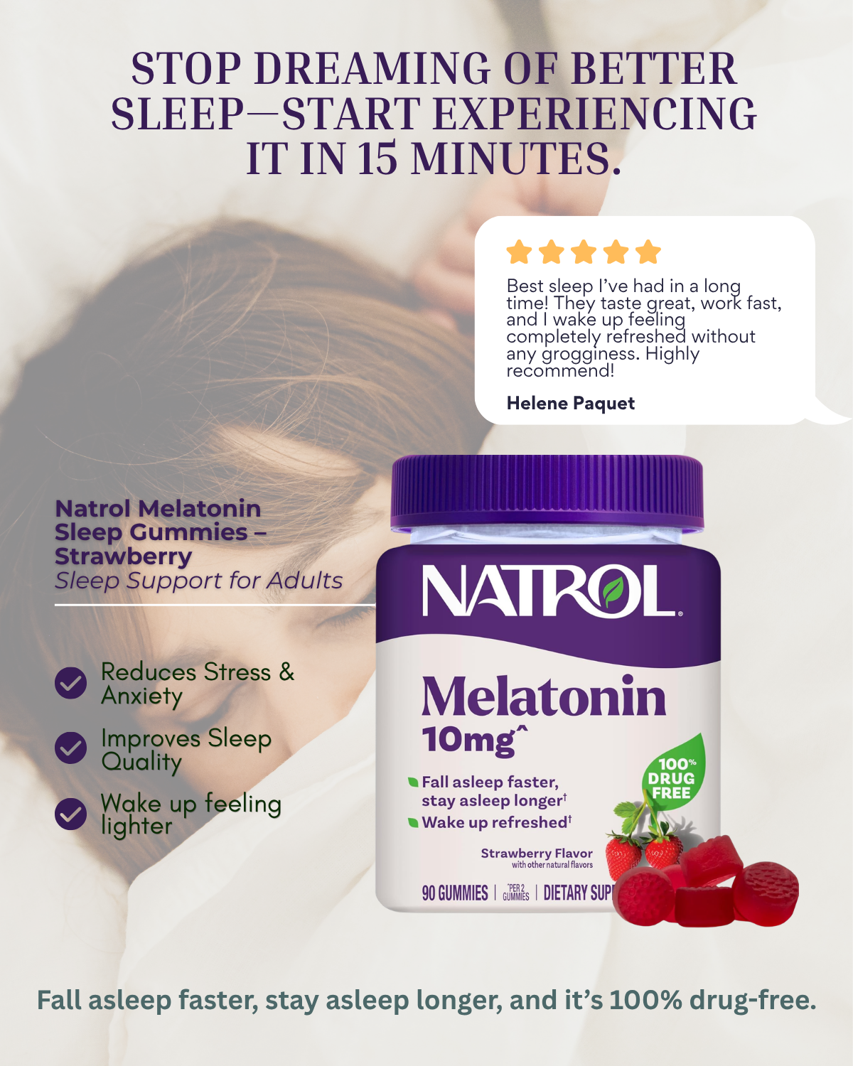 Natrol Melatonin 10mg Sleep Gummies – Strawberry Sleep Support for Adults