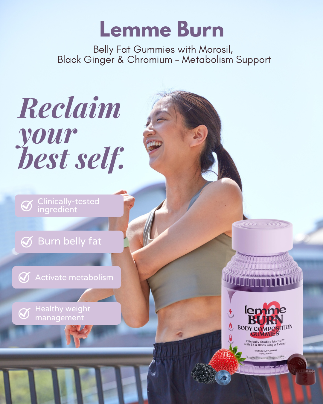 Lemme Burn Belly Fat Gummies with Morosil, Black Ginger & Chromium – Metabolism Support
