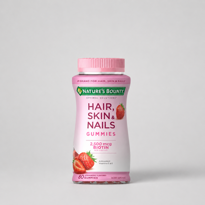 Nature’s Bounty Hair, Skin & Nails Gummies with Biotin & Collagen – Strawberry 80 Count