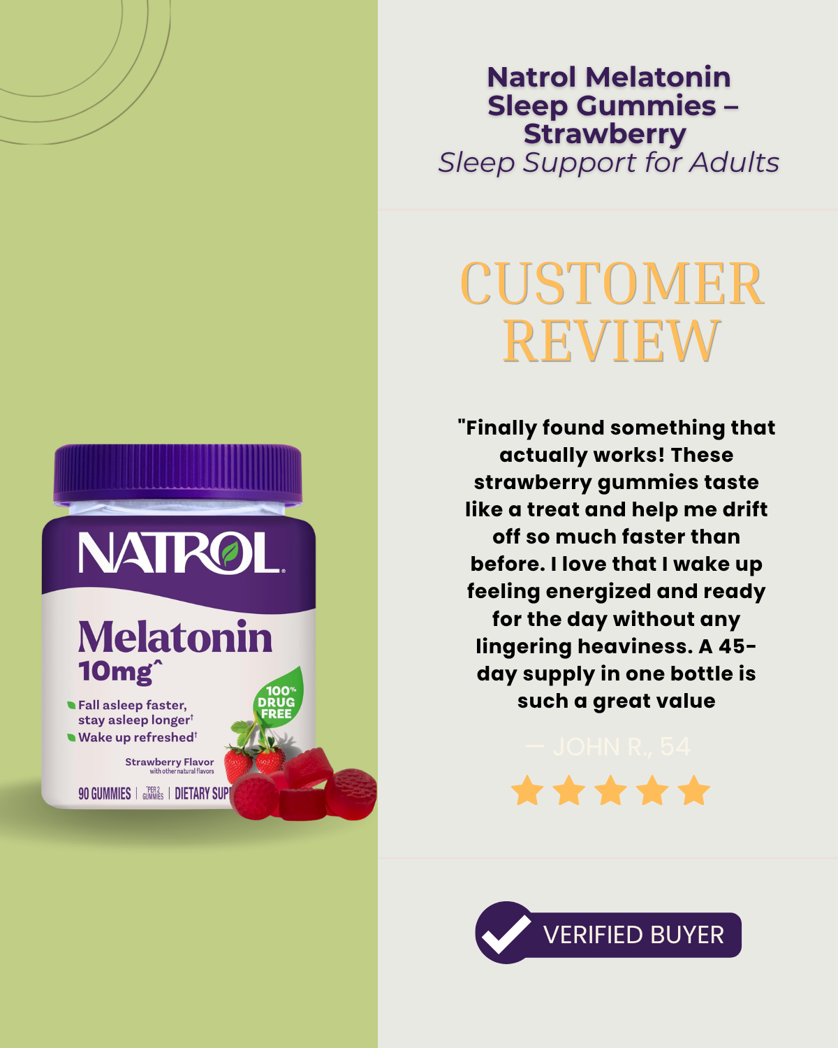 Natrol Melatonin 10mg Sleep Gummies – Strawberry Sleep Support for Adults