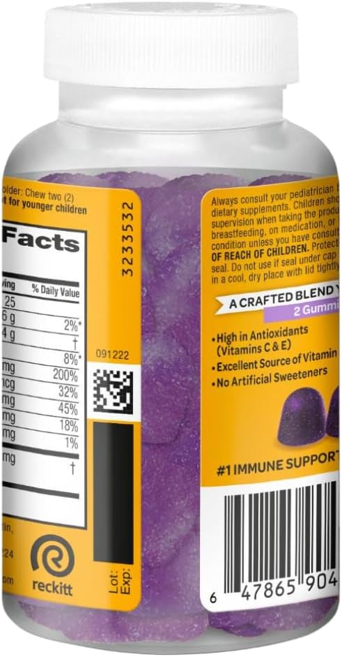 Airborne Elderberry + Zinc Gummies with Vitamins C, D & E – Immune Support 50 Count