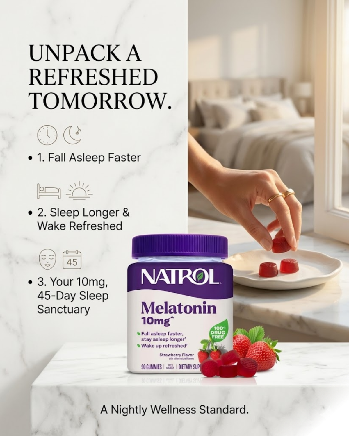 Natrol Melatonin 10mg Sleep Gummies – Strawberry Sleep Support for Adults