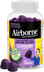 Airborne Elderberry + Zinc Gummies with Vitamins C, D & E – Immune Support 50 Count