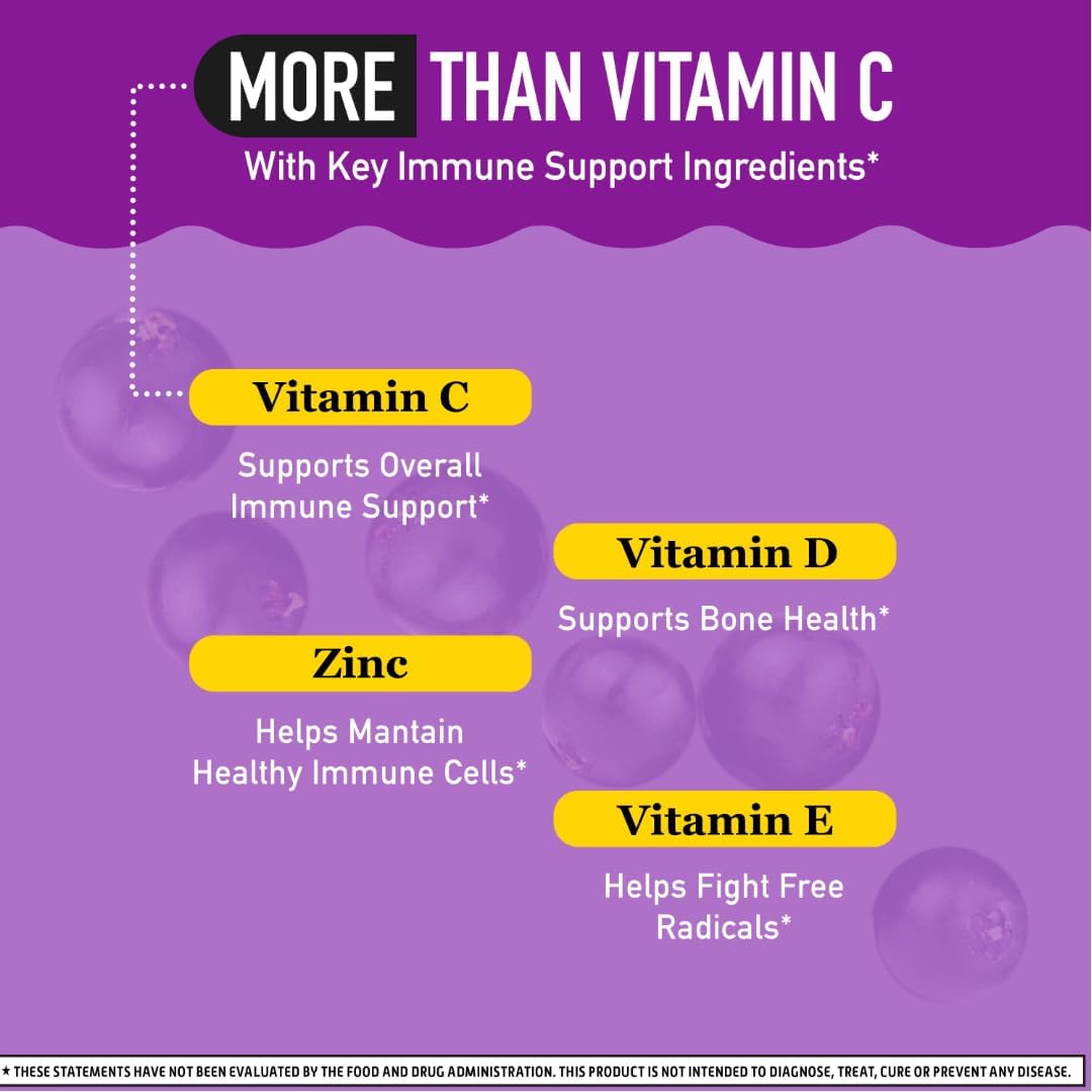 Airborne Elderberry + Zinc Gummies with Vitamins C, D & E – Immune Support 50 Count