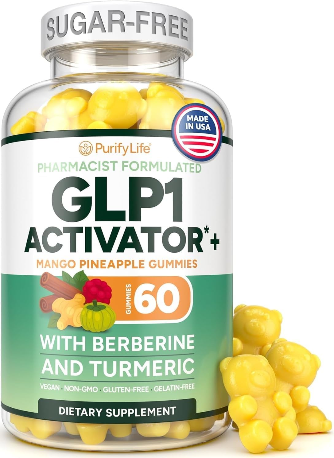 GLP-1 Support Gummies with Berberine, Cinnamon & Turmeric – Appetite Control & Metabolism Support