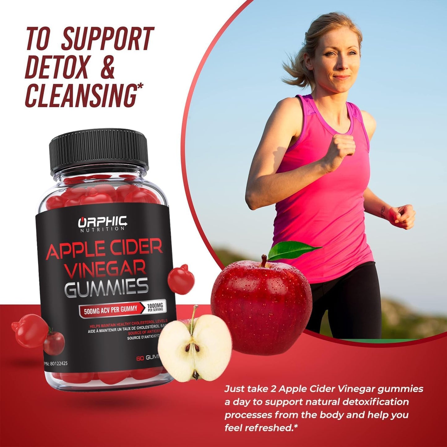 ORPHIC NUTRITION Apple Cider Vinegar Gummies 1000mg – ACV Metabolism & Digestive Support