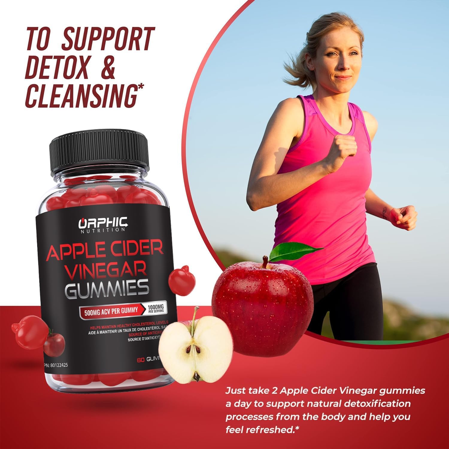 ORPHIC NUTRITION Apple Cider Vinegar Gummies 1000mg – ACV Metabolism & Digestive Support