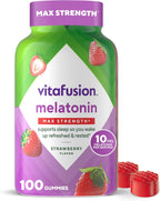 Vitafusion Max Strength 10mg Melatonin Gummies – Strawberry Sleep Support 100 Count