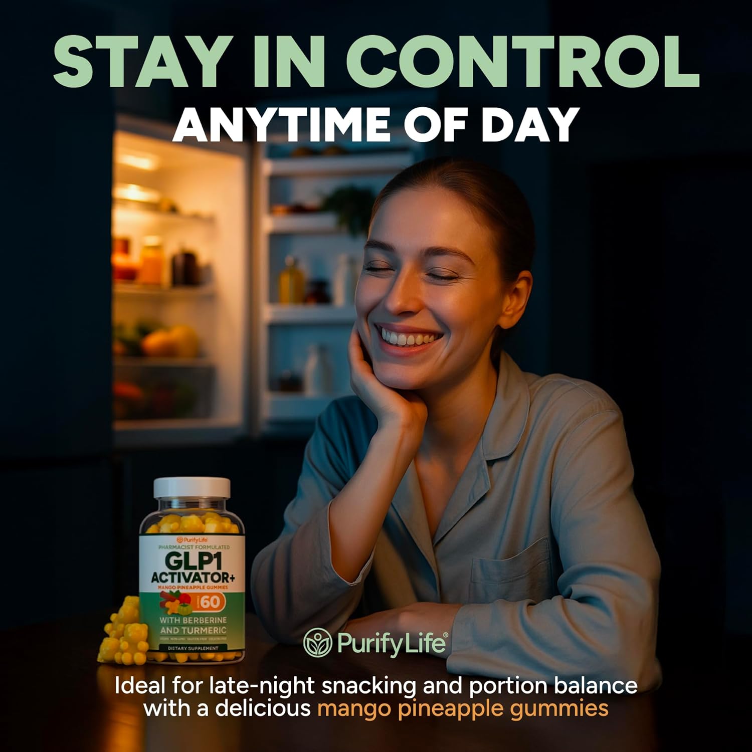 GLP-1 Support Gummies with Berberine, Cinnamon & Turmeric – Appetite Control & Metabolism Support