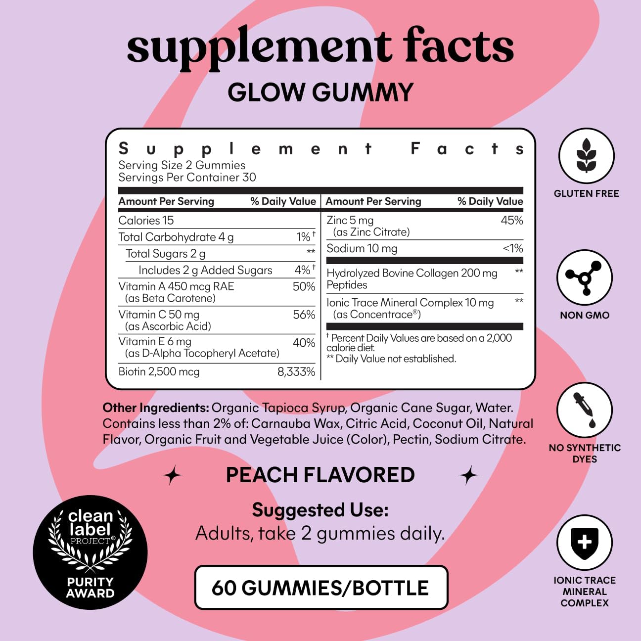 Lemme Glow Collagen Gummies with Biotin & Multi-Collagen Peptides – Hair, Skin & Nails Support