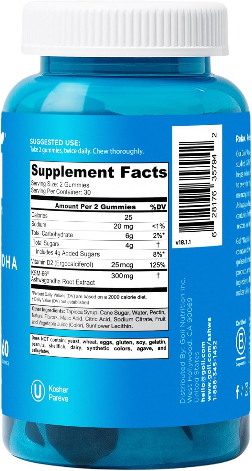 Goli Ashwagandha Gummies with KSM-66 & Vitamin D – Stress Relief & Calm Support