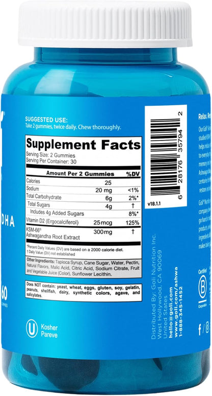 Goli Ashwagandha Gummies with KSM-66 & Vitamin D – Stress Relief & Calm Support