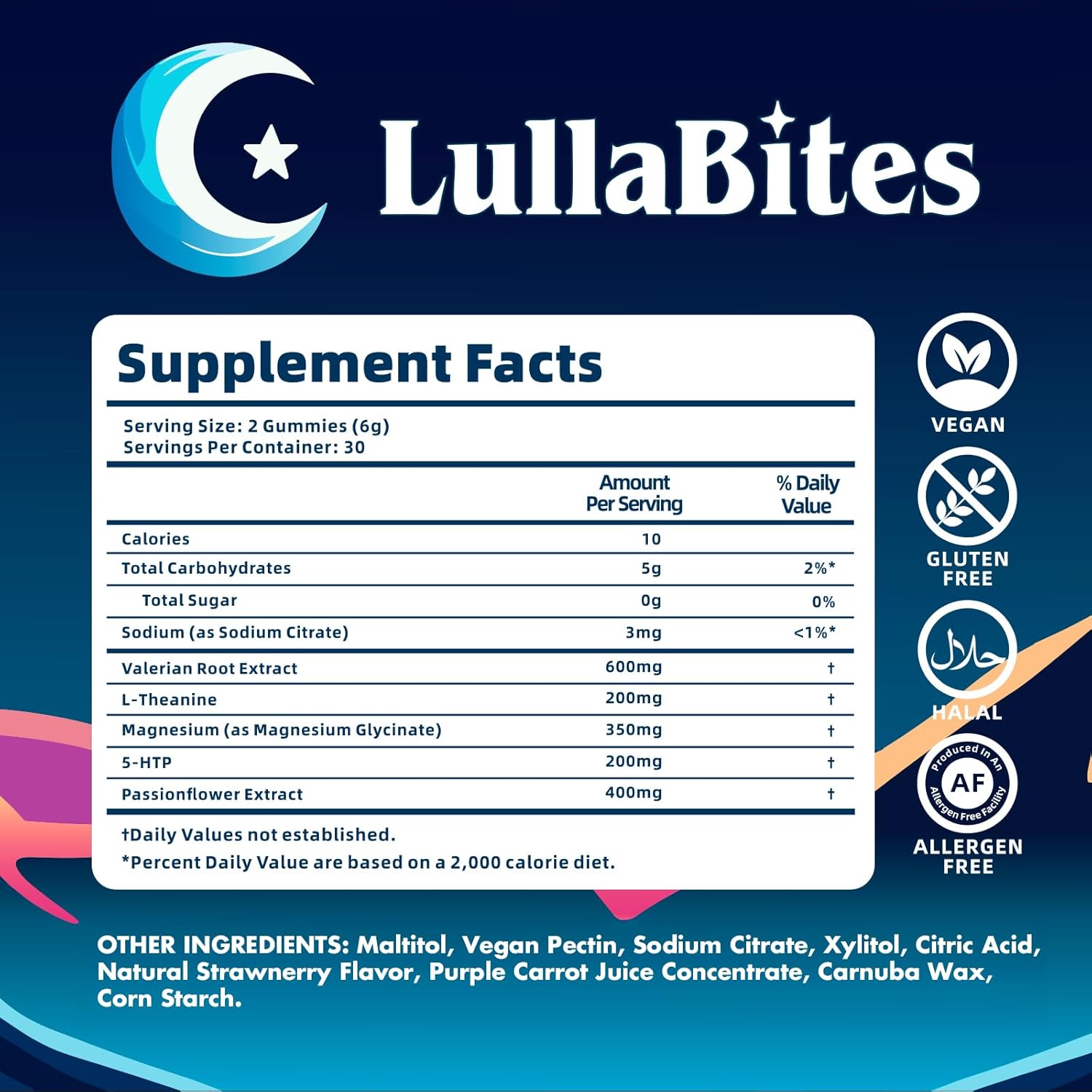 LullaBites Natural Sleep Gummies – Melatonin Free Sleep Support with L-Theanine & Magnesium