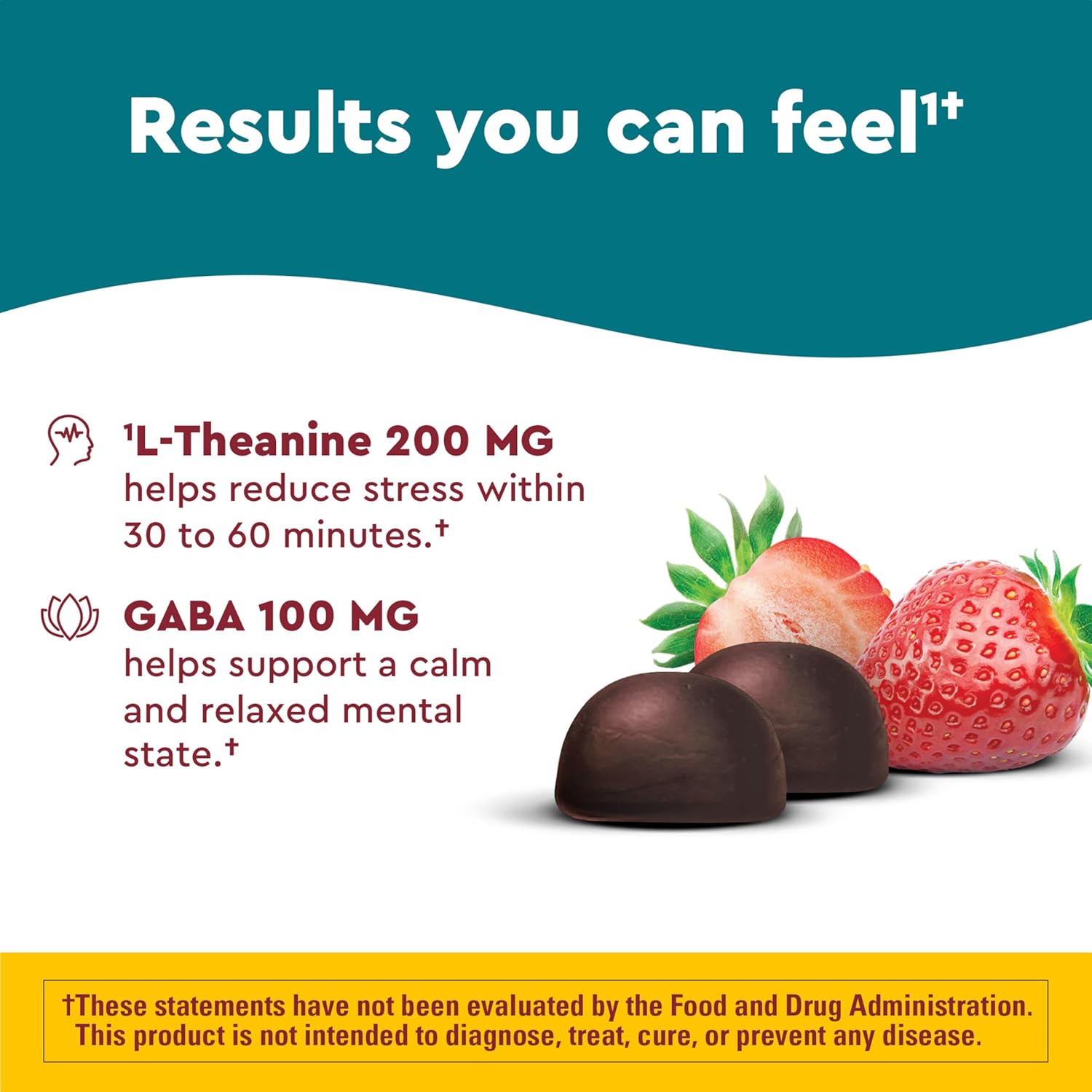 Nature Made Wellblends Stress Relief Gummies with L-Theanine & GABA – Strawberry 40 Count