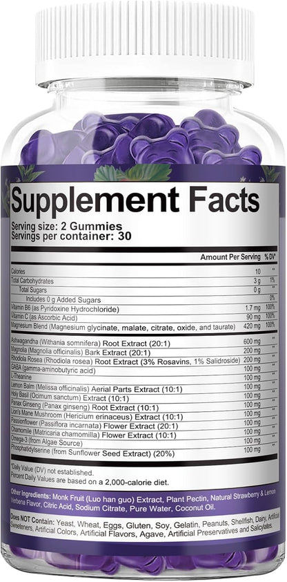 Cortisol Supplements Gummies for Stress Support – Ashwagandha, Rhodiola, Magnesium & Phosphatidylserine 20-in-1 Formula for Cortisol Balance – 30 Day Supply