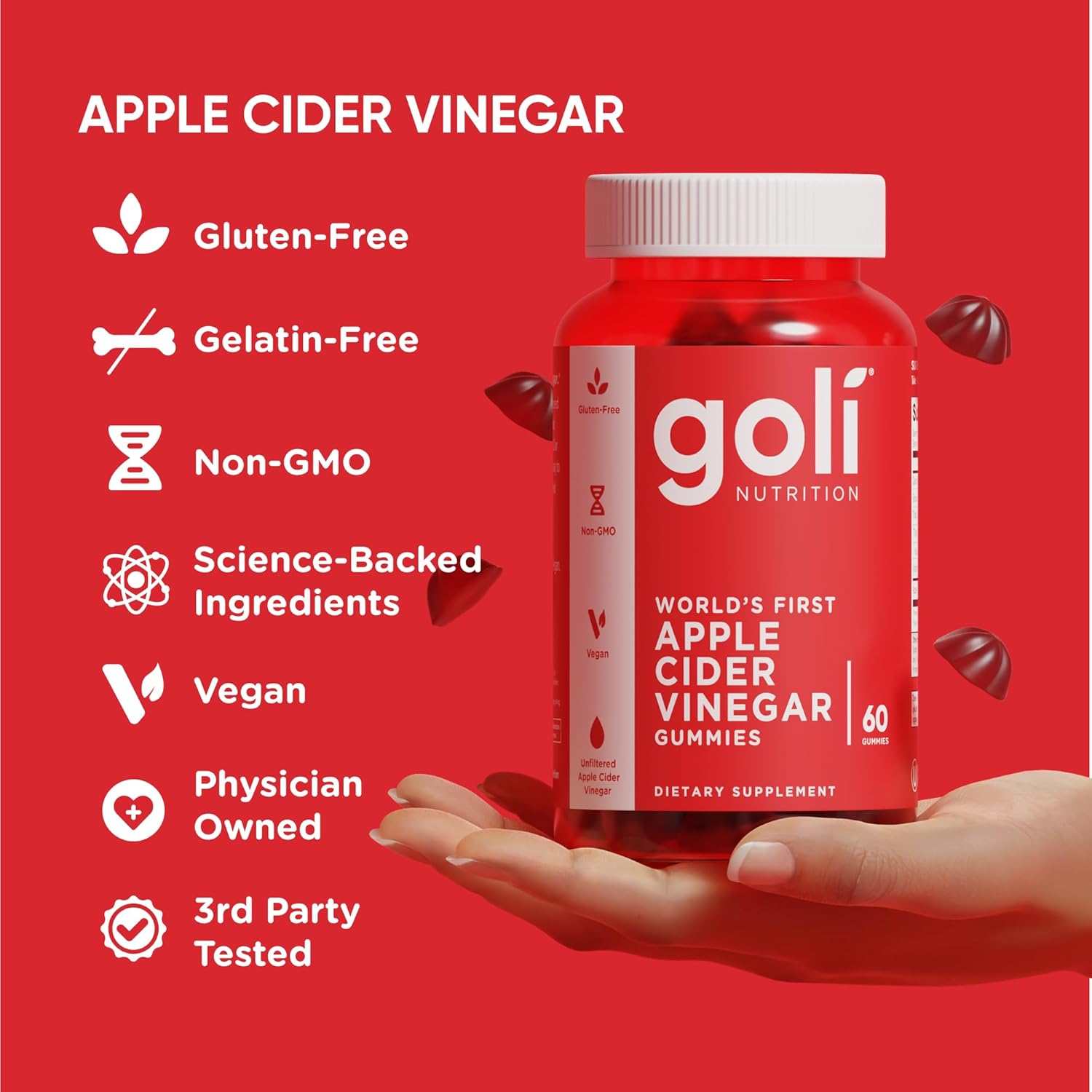 Goli Apple Cider Vinegar Gummies with Vitamin B12, Beetroot & Pomegranate – ACV Support