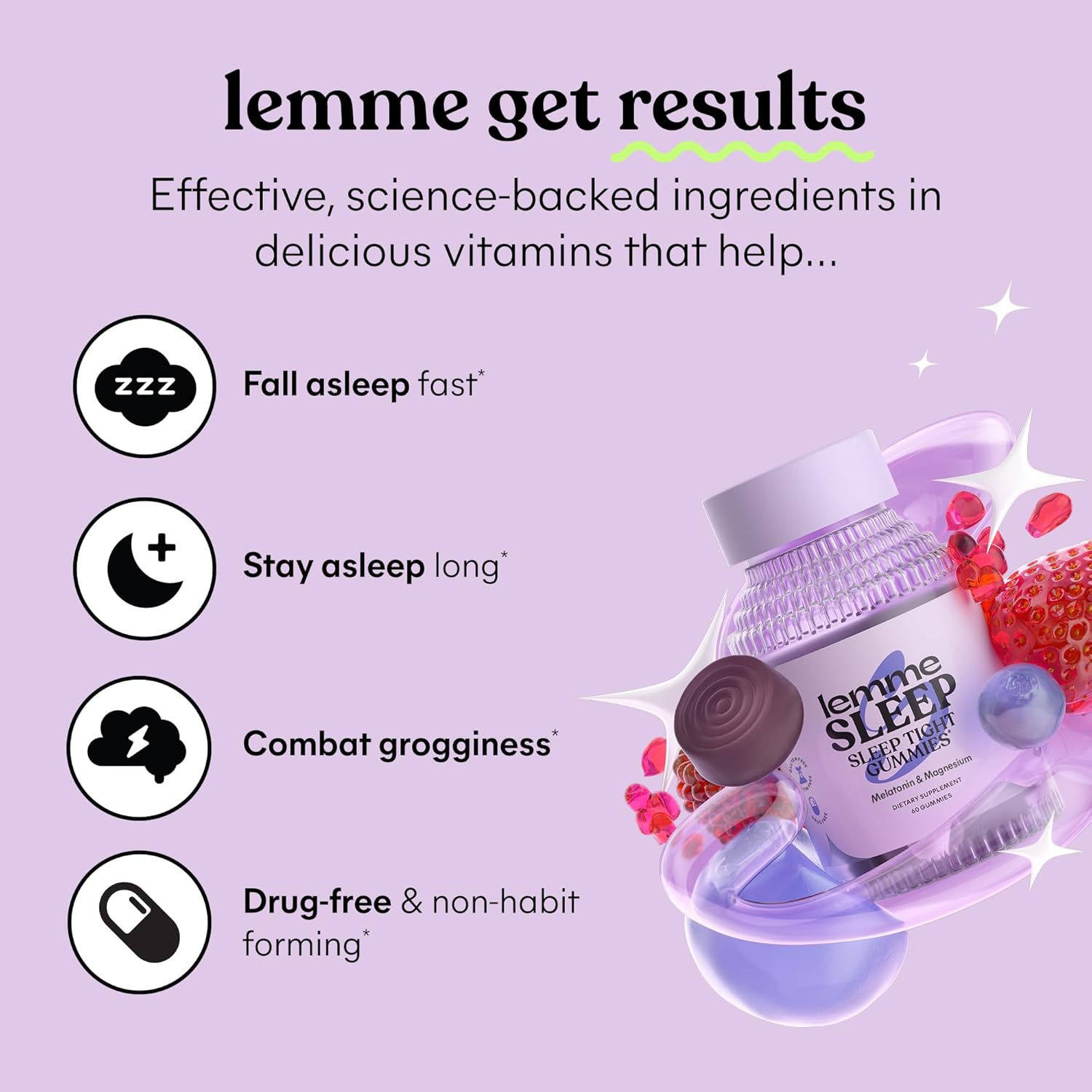 Lemme Sleep Gummies with 5mg Melatonin – Relaxing Sleep Aid for Women
