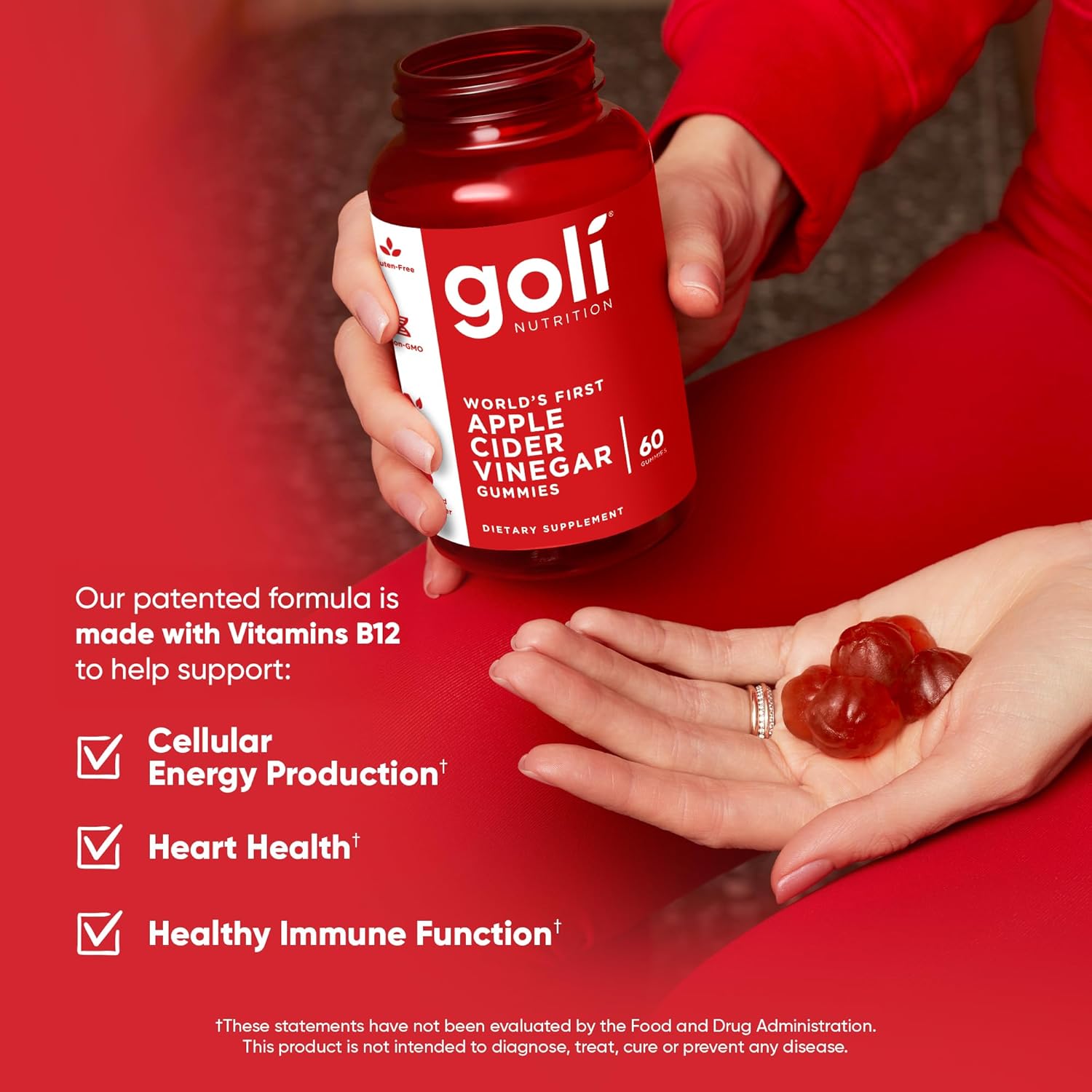 Goli Apple Cider Vinegar Gummies with Vitamin B12, Beetroot & Pomegranate – ACV Support