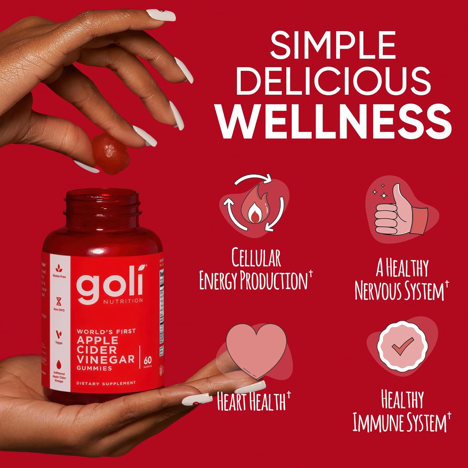 Goli Apple Cider Vinegar Gummies with Vitamin B12, Beetroot & Pomegranate – ACV Support