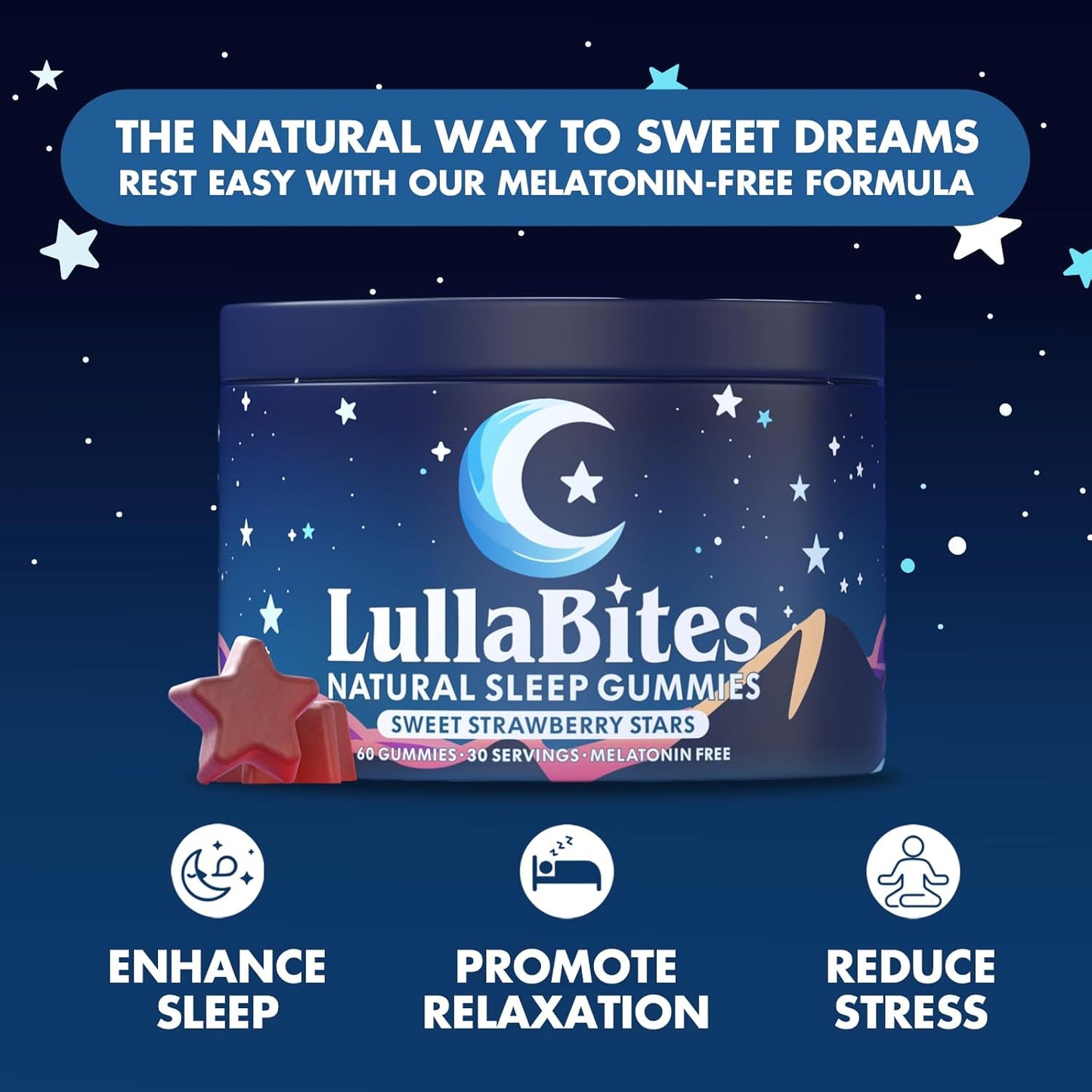 LullaBites Natural Sleep Gummies – Melatonin Free Sleep Support with L-Theanine & Magnesium