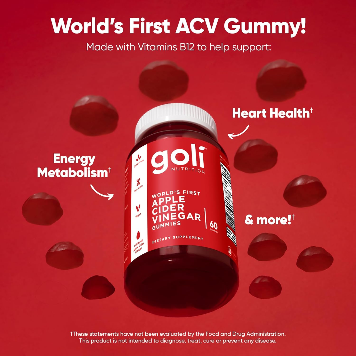 Goli Apple Cider Vinegar Gummies with Vitamin B12, Beetroot & Pomegranate – ACV Support