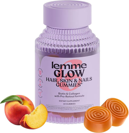 Lemme Glow Collagen Gummies with Biotin & Multi-Collagen Peptides – Hair, Skin & Nails Support