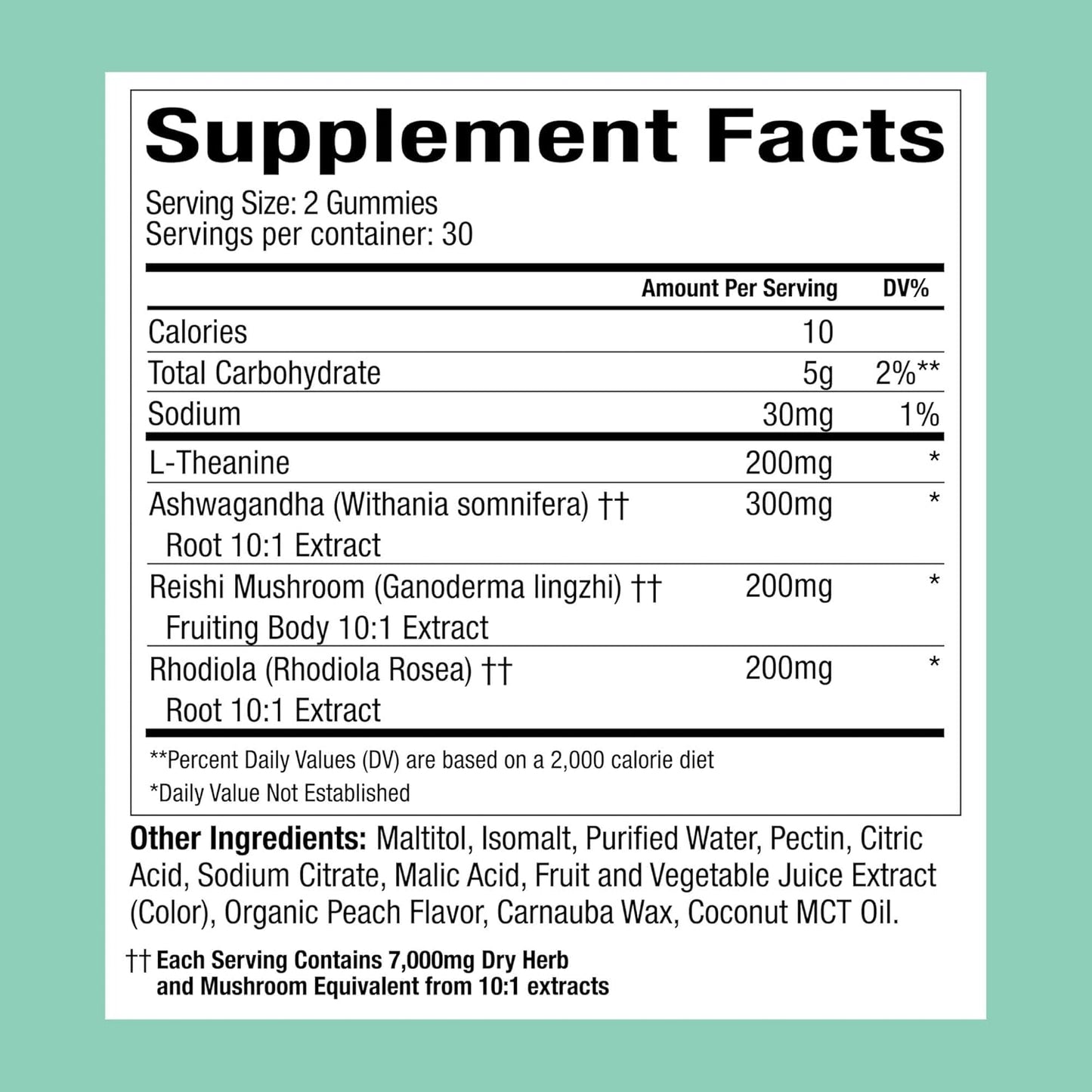 Plant People WonderCalm Mushroom Gummies with Ashwagandha, Reishi & L-Theanine – Sugar Free Vegan Stress Relief Supplement – Peach Flavor, 60 Count