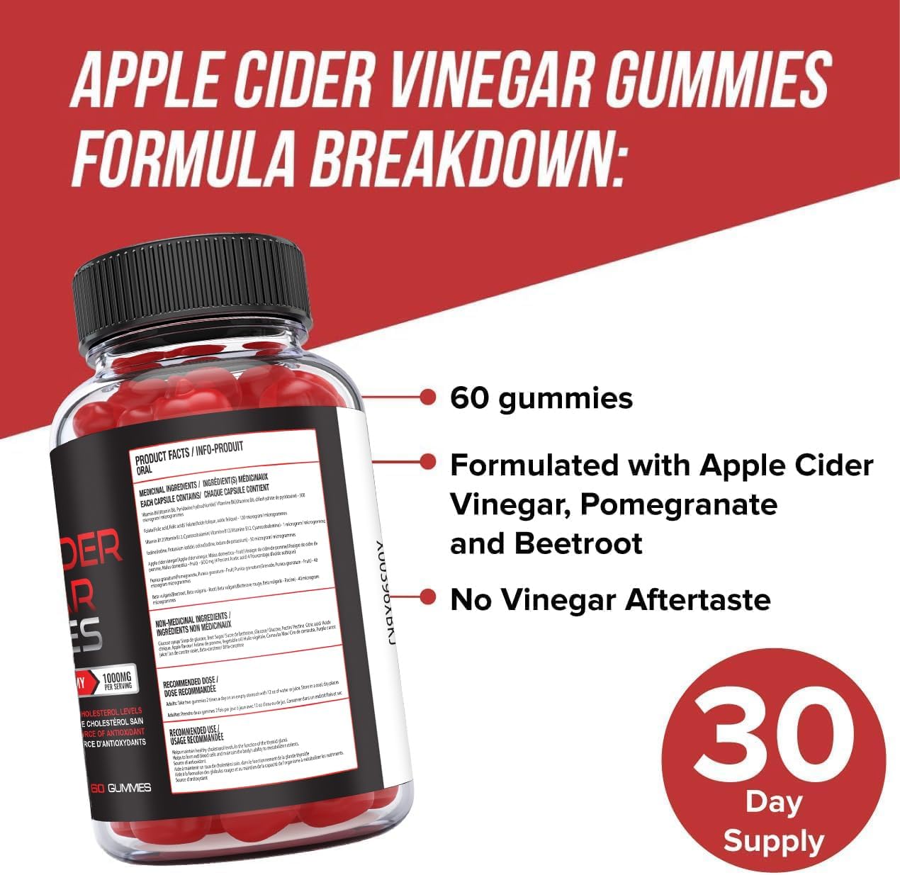 ORPHIC NUTRITION Apple Cider Vinegar Gummies 1000mg – ACV Metabolism & Digestive Support