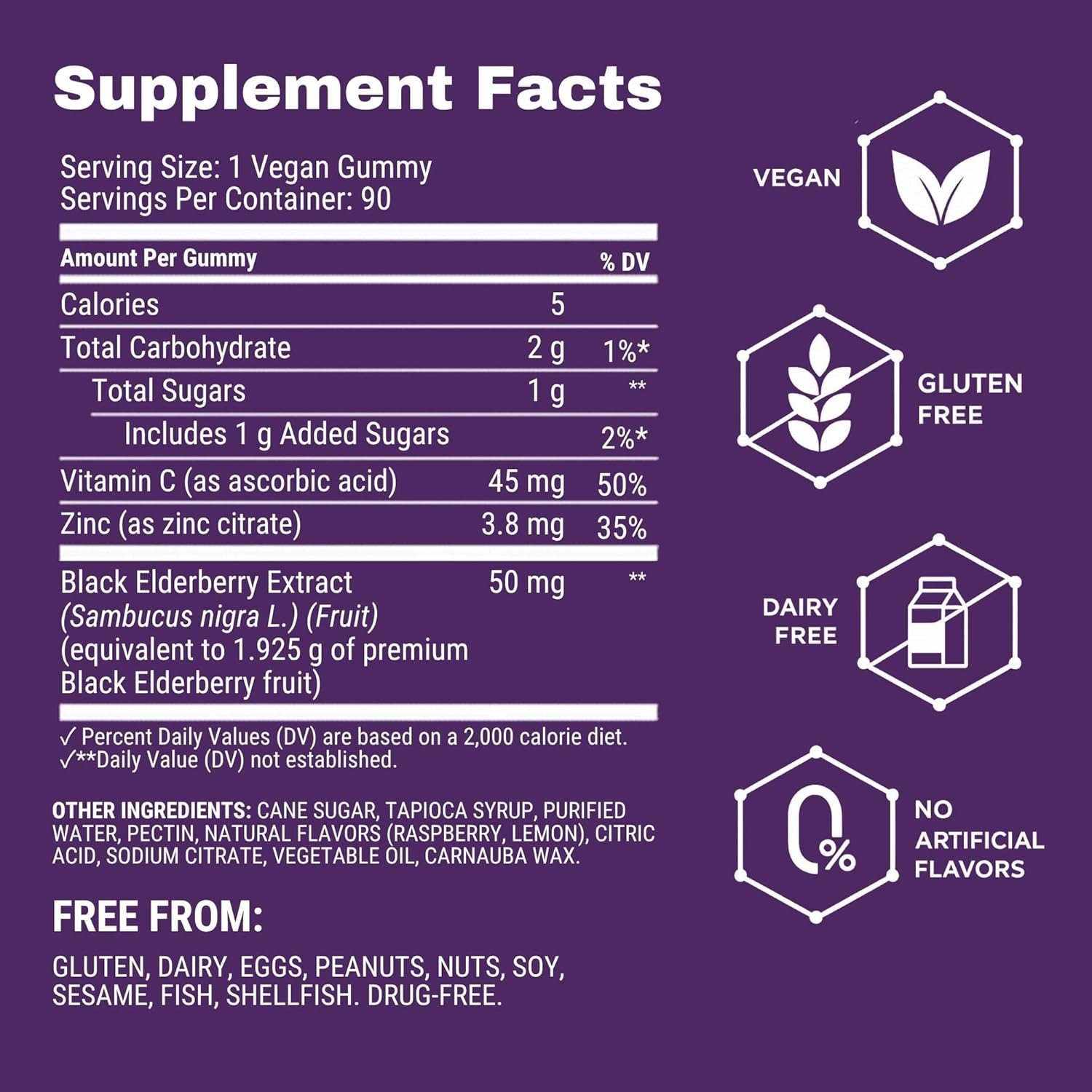 Sambucol Elderberry Gummies with Vitamin C & Zinc – Immune Support Supplement for Adults & Kids, 90 Count