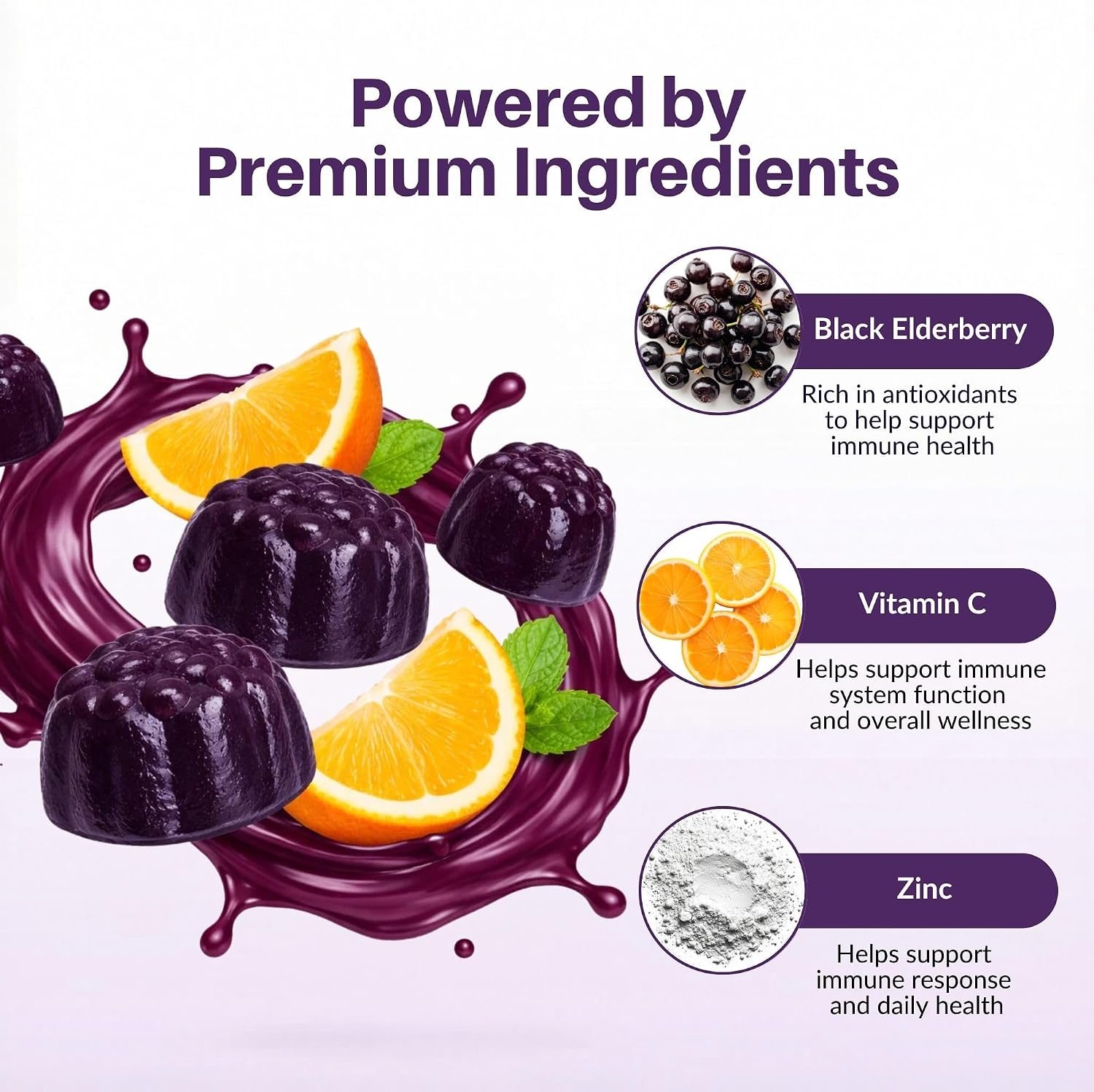 Sambucol Elderberry Gummies with Vitamin C & Zinc – Immune Support Supplement for Adults & Kids, 90 Count