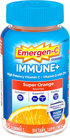 Emergen-C Immune+ Triple Action Gummies with 1000mg Vitamin C – Super Orange 45 Count