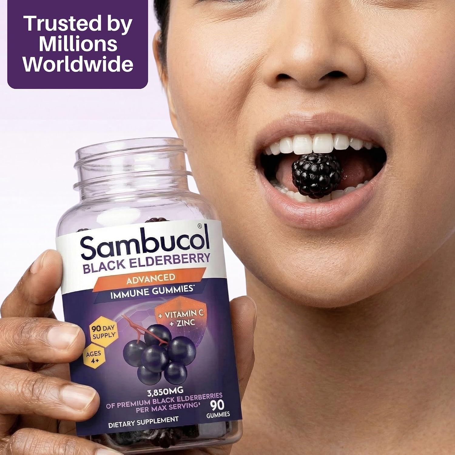 Sambucol Elderberry Gummies with Vitamin C & Zinc – Immune Support Supplement for Adults & Kids, 90 Count