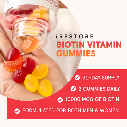 iRestore Biotin Gummies 10,000 mcg – Hair, Skin & Nails Vitamins for Women & Men
