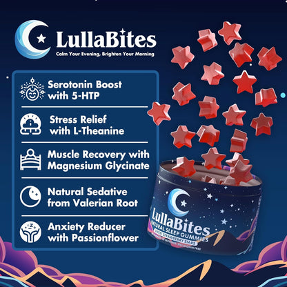 LullaBites Natural Sleep Gummies – Melatonin Free Sleep Support with L-Theanine & Magnesium