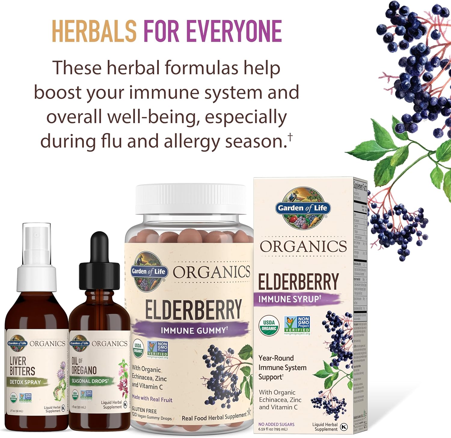 Garden of Life Organics Elderberry Gummies with Vitamin C, Zinc & Echinacea – Immune Support for Adults & Kids 120 Count