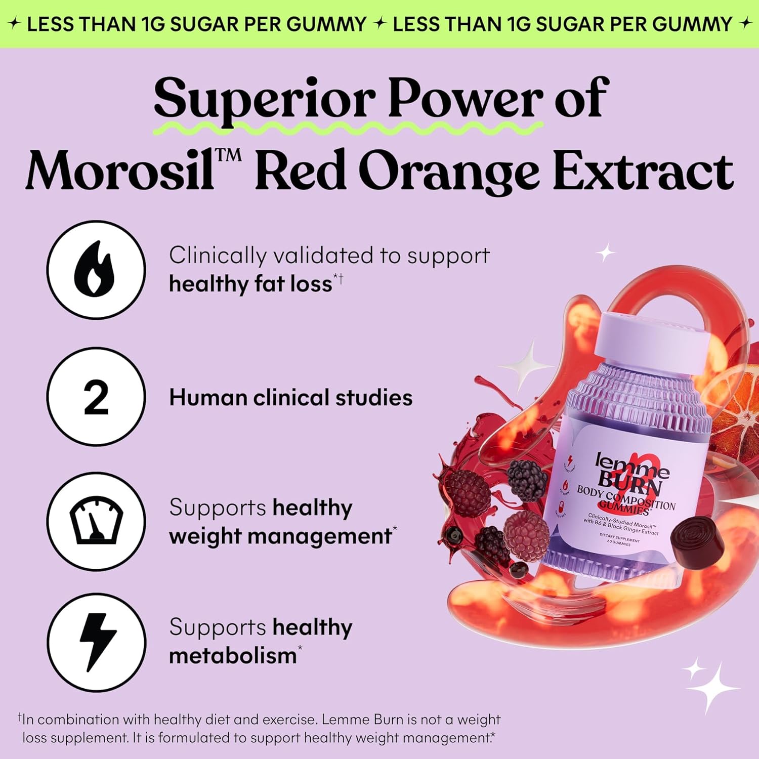 Lemme Burn Belly Fat Gummies with Morosil, Black Ginger & Chromium – Metabolism Support