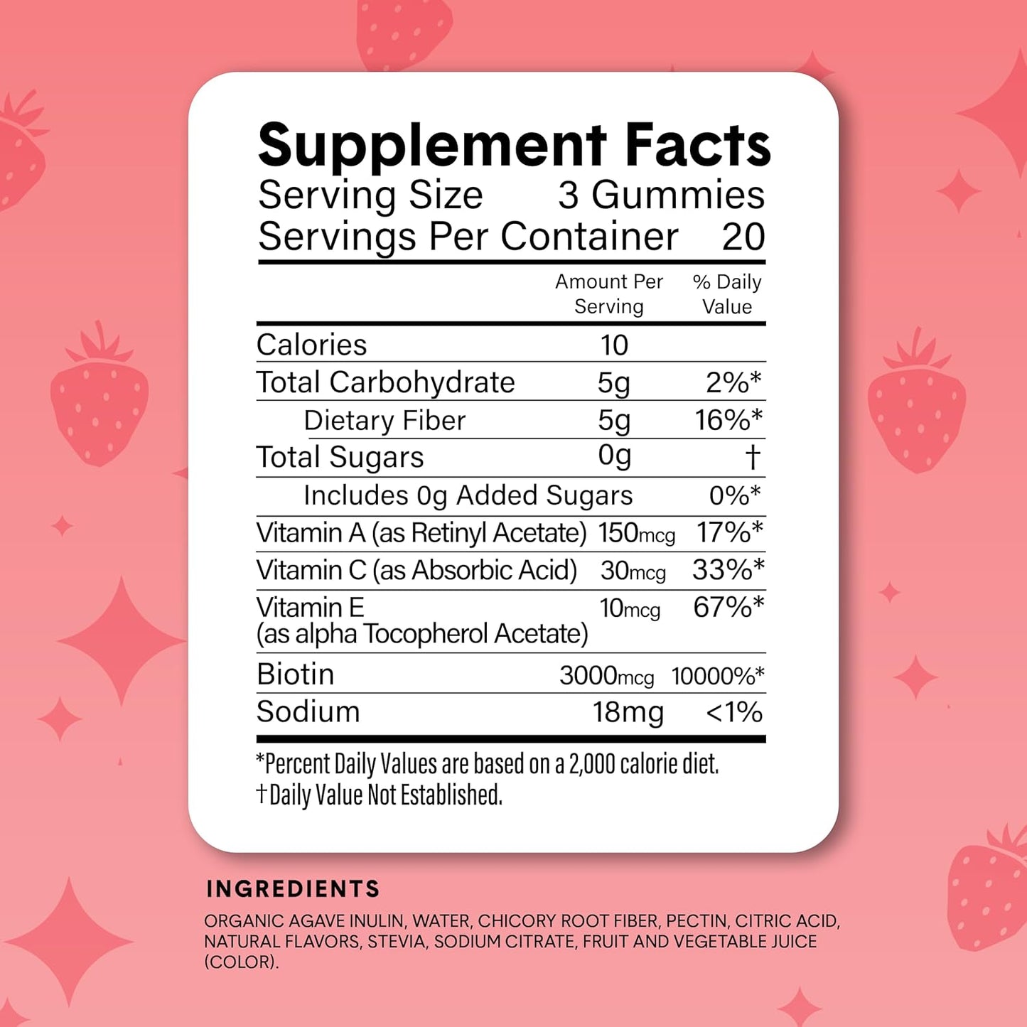 Bellway Super Fiber Gummies + Beauty – Sugar Free Fiber Supplement with Biotin & Vitamins A C E – Supports Digestive Health, Skin, Hair & Nails – Strawberry Lemon, 60 Count
