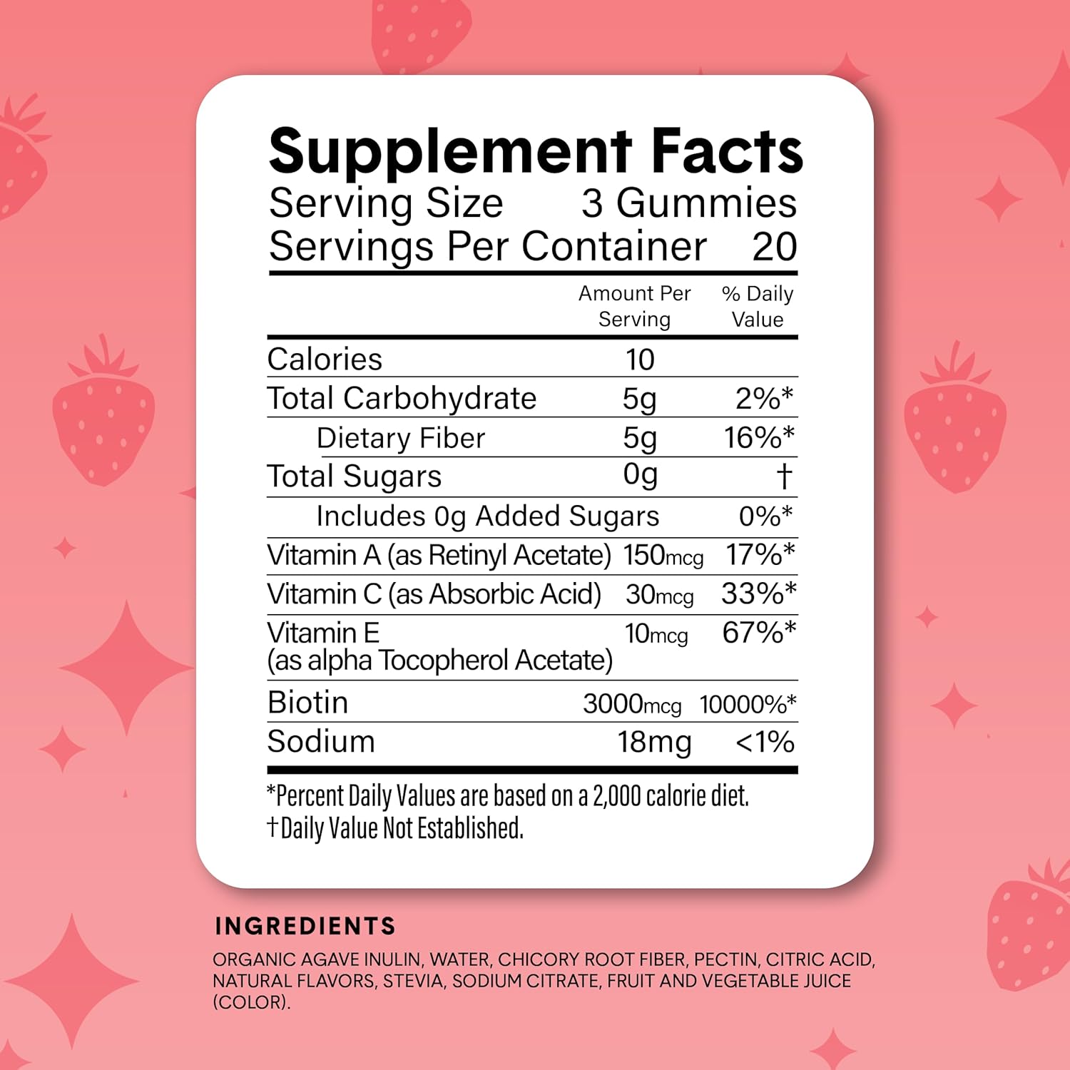 Bellway Super Fiber Gummies + Beauty – Sugar Free Fiber Supplement with Biotin & Vitamins A C E – Supports Digestive Health, Skin, Hair & Nails – Strawberry Lemon, 60 Count