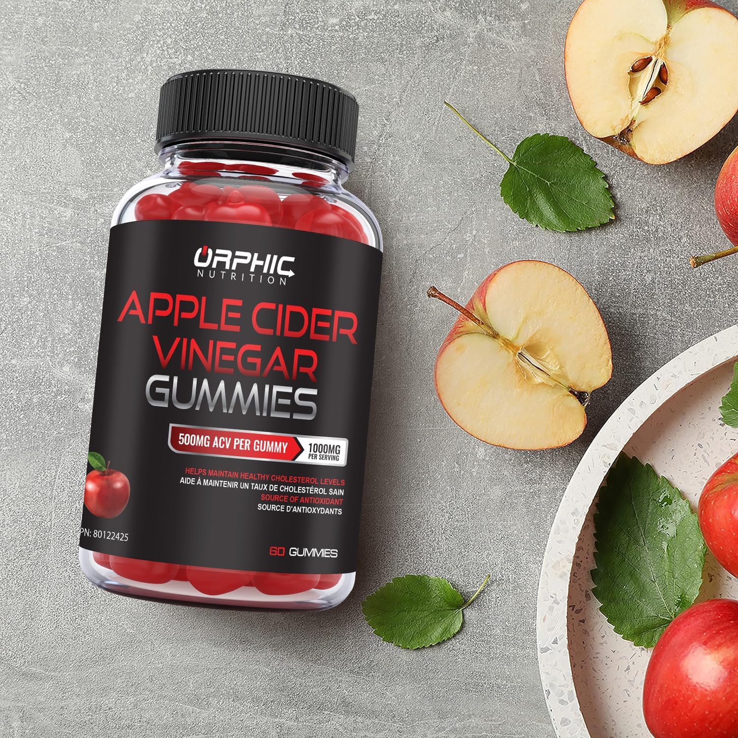 ORPHIC NUTRITION Apple Cider Vinegar Gummies 1000mg – ACV Metabolism & Digestive Support