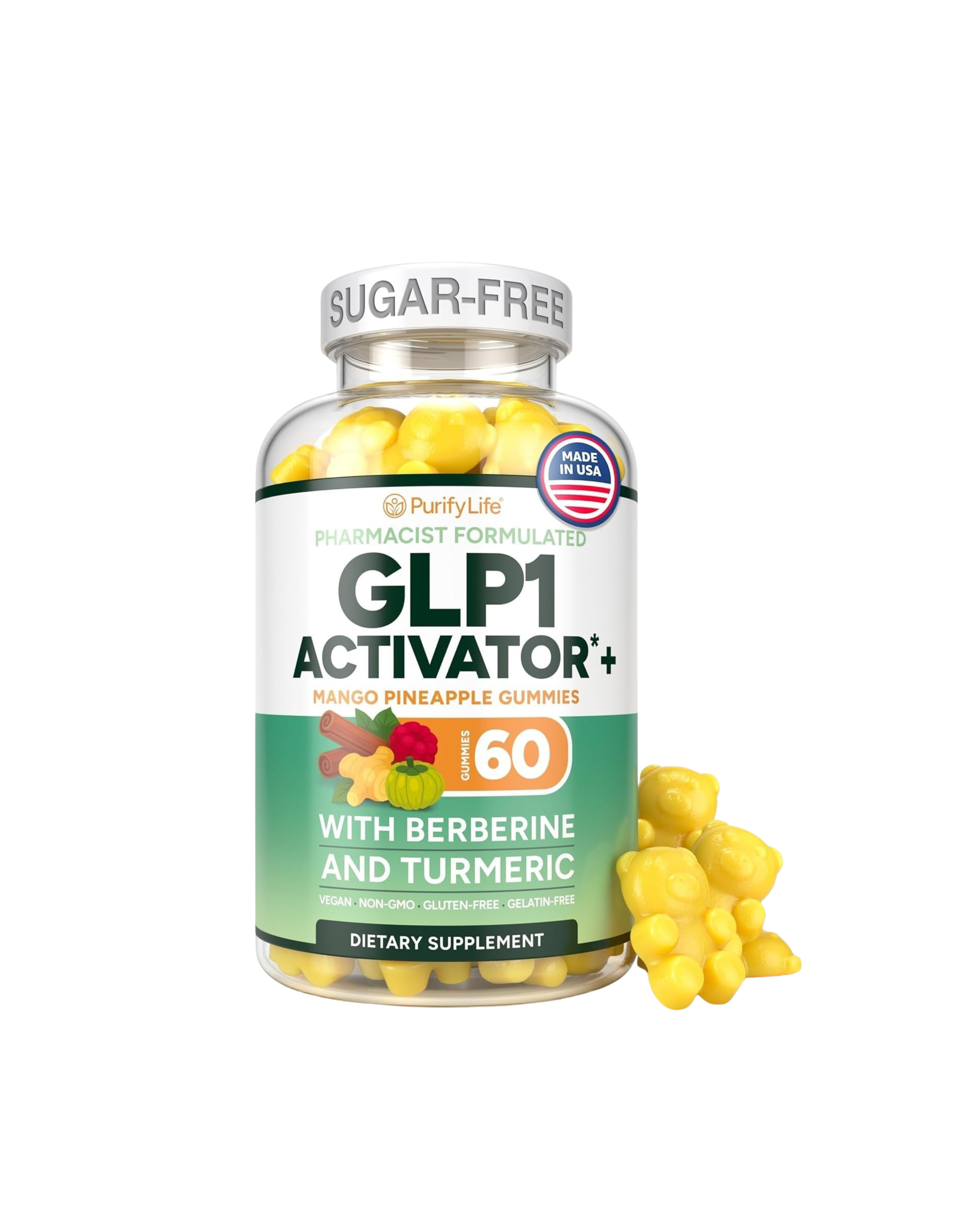 GLP-1 Support Gummies with Berberine, Cinnamon & Turmeric – Appetite Control & Metabolism Support