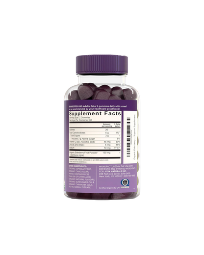 Vivanaturals Elderberry Vitamin C & Zinc Immune Support Gummies – Organic Raspberry 120 Count