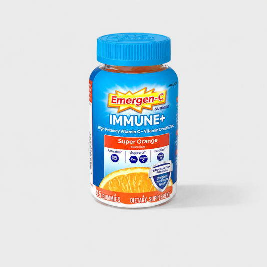 Emergen-C Immune+ Triple Action Gummies with 1000mg Vitamin C – Super Orange 45 Count