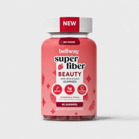 Bellway Super Fiber Gummies + Beauty – Sugar Free Fiber Supplement with Biotin & Vitamins A C E – Supports Digestive Health, Skin, Hair & Nails – Strawberry Lemon, 60 Count