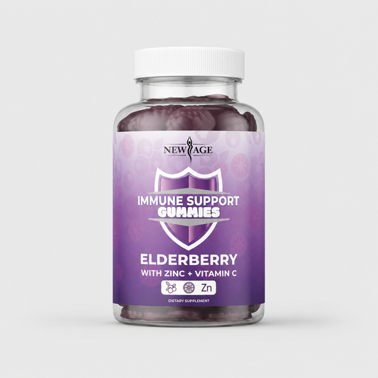 NEW AGE Sambucus Black Elderberry Gummies with Vitamin C & Zinc – Immune System Support 120 Count (Pack of 2)