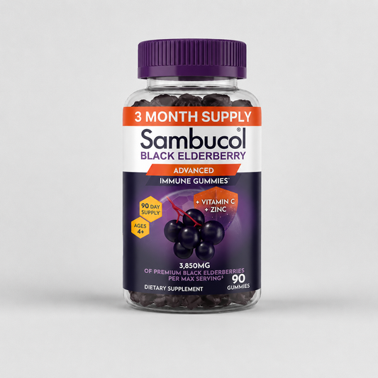 Sambucol Elderberry Gummies with Vitamin C & Zinc – Immune Support Supplement for Adults & Kids, 90 Count