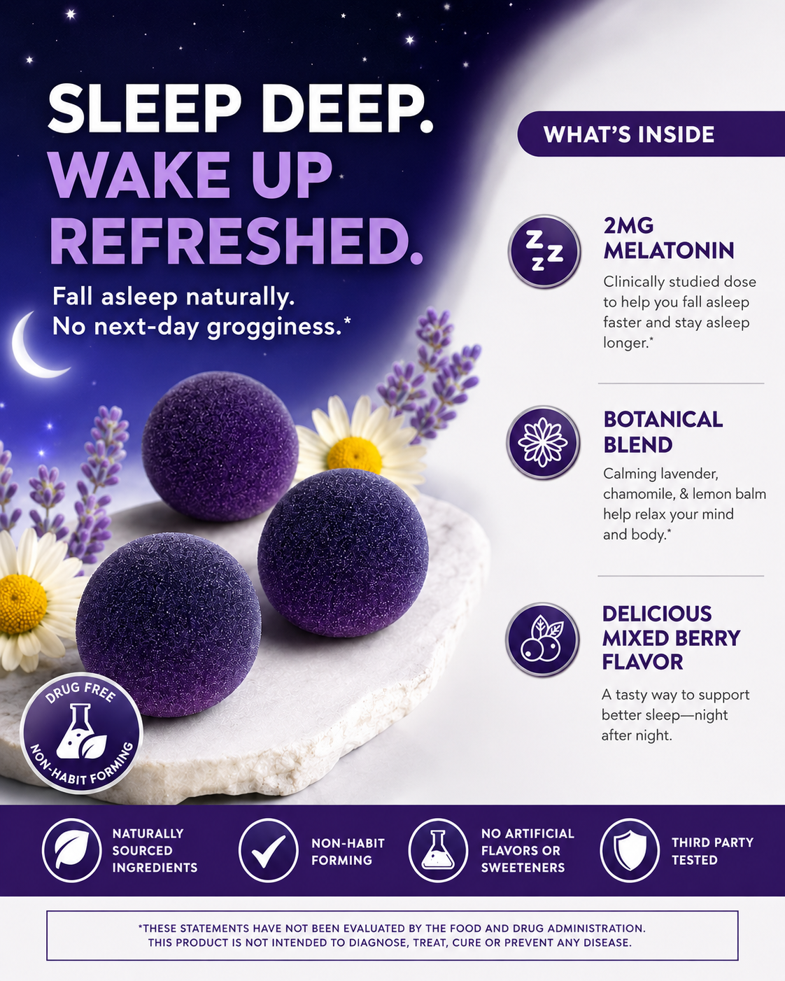 ZzzQuil Pure Zzzs Melatonin Gummies 2mg – Sleep Aid with Chamomile & Lavender